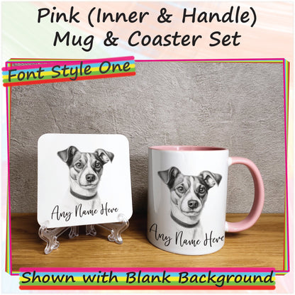 Personalised Jack Russell Terrier Mug, Custom Dog Mug  & Coaster Set