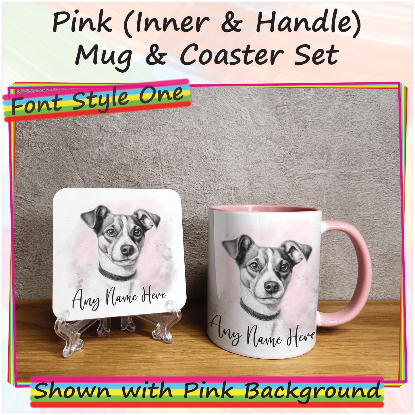 Personalised Sketched Jack Russell Terrier 11oz Ceramic Mug & Coaster Set