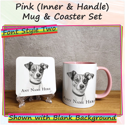 Personalised Sketched Jack Russell Terrier 11oz Ceramic Mug & Coaster Set