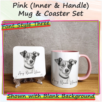 Personalised Sketched Jack Russell Terrier 11oz Ceramic Mug & Coaster Set