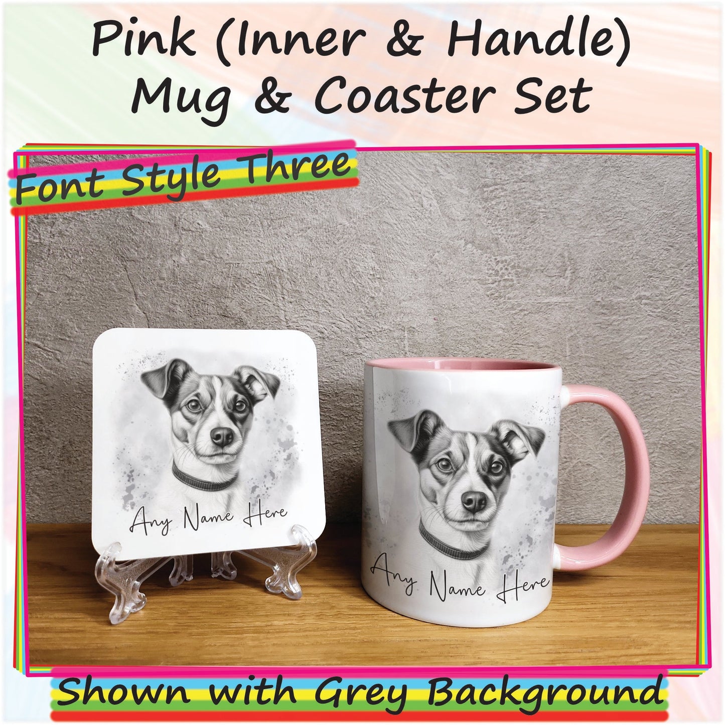 Personalised Sketched Jack Russell Terrier 11oz Ceramic Mug & Coaster Set