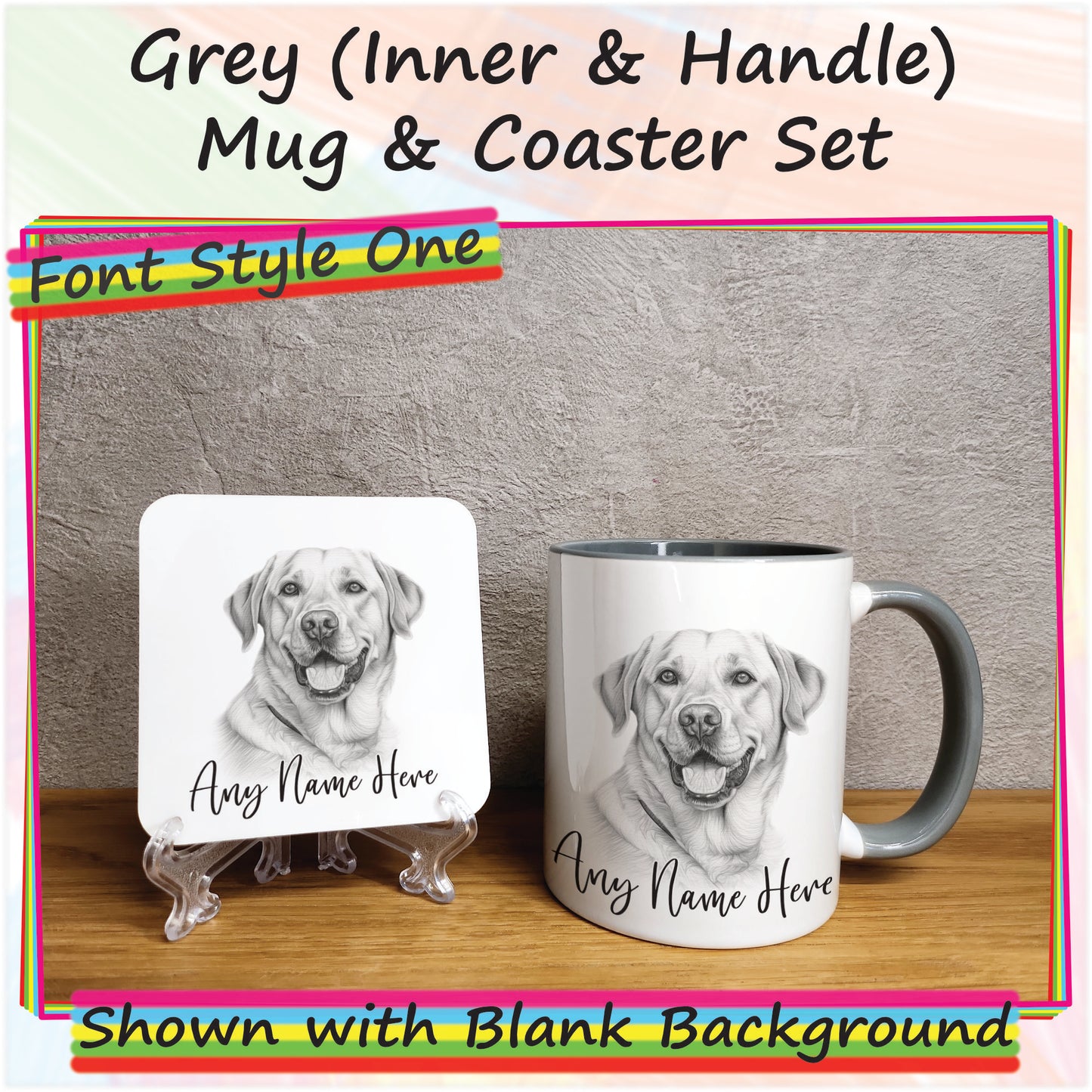 Personalised Sketched Labrador 11oz Ceramic Mug & Coaster Set