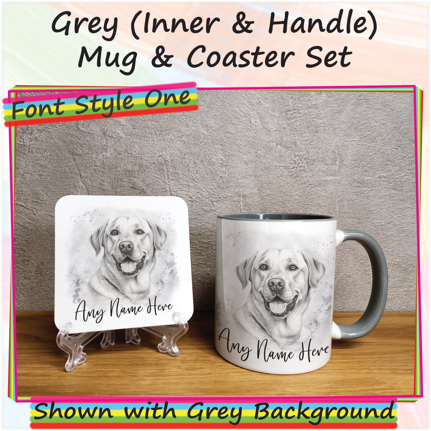 Personalised Sketched Labrador 11oz Ceramic Mug & Coaster Set