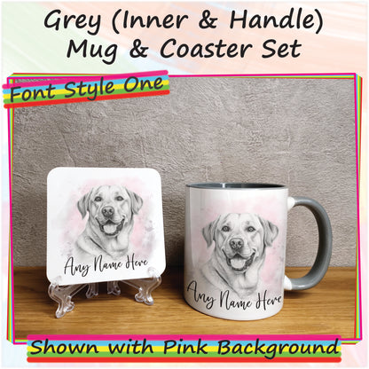 Personalised Sketched Labrador 11oz Ceramic Mug & Coaster Set