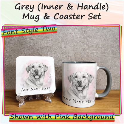 Personalised Sketched Labrador 11oz Ceramic Mug & Coaster Set