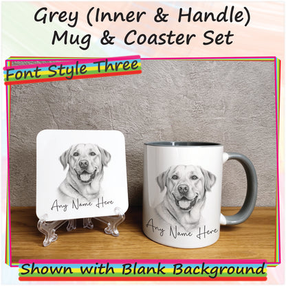 Personalised Sketched Labrador 11oz Ceramic Mug & Coaster Set