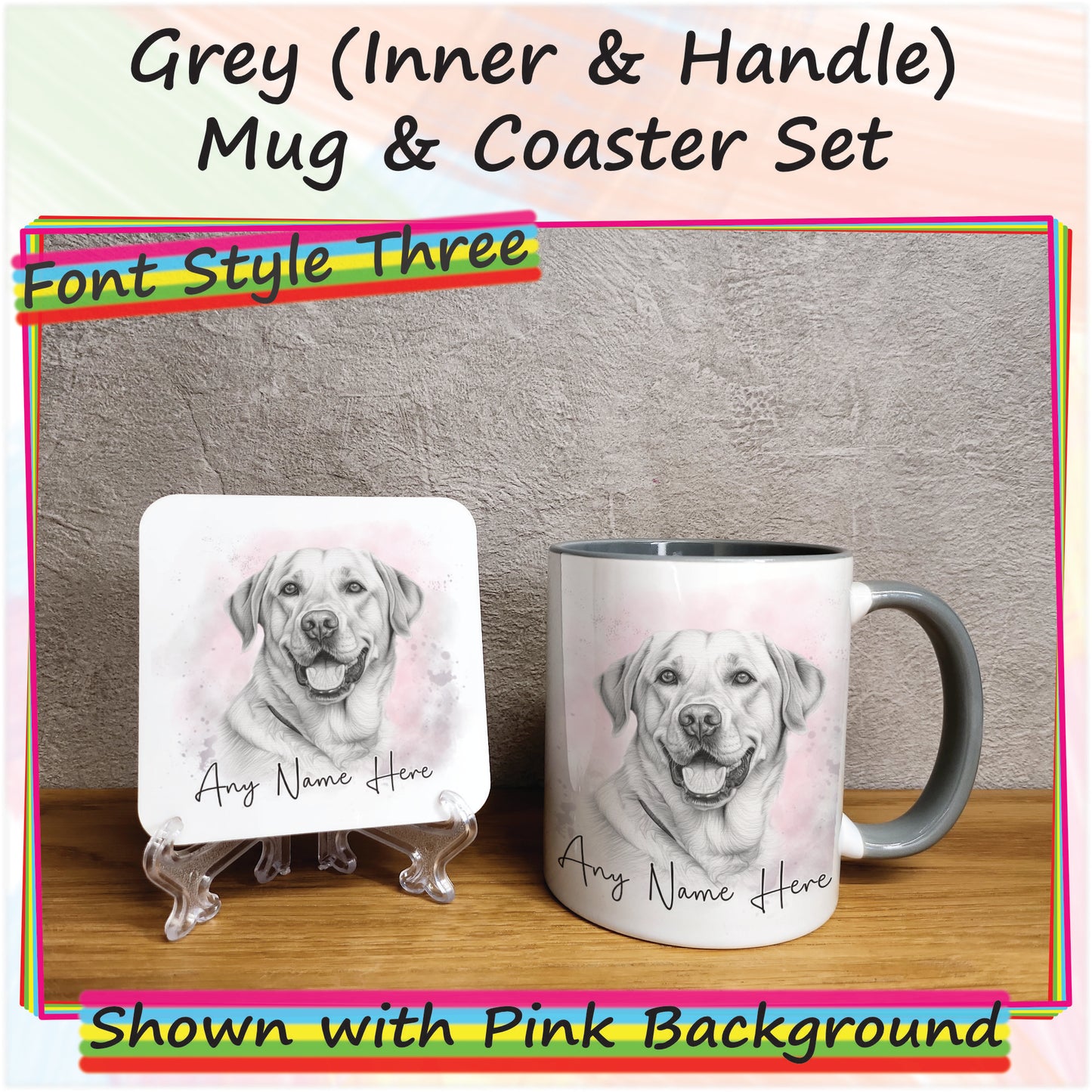 Personalised Sketched Labrador 11oz Ceramic Mug & Coaster Set