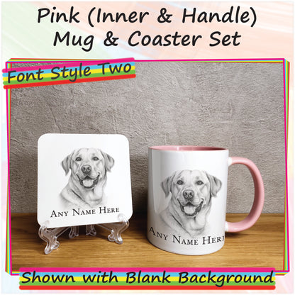 Personalised Sketched Labrador 11oz Ceramic Mug & Coaster Set