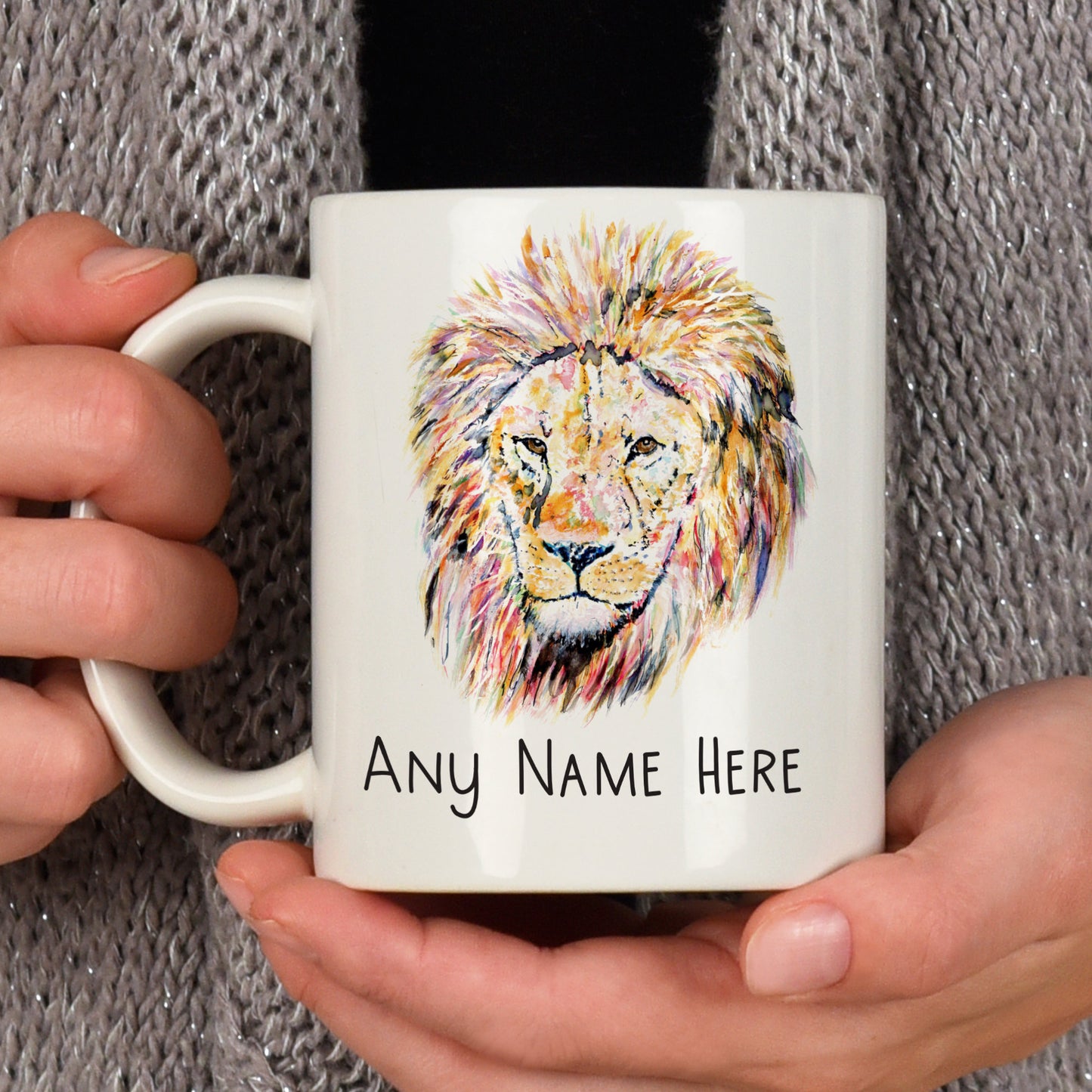 Personalised Lion Mug - Mug Gift for Wild Animal Lover