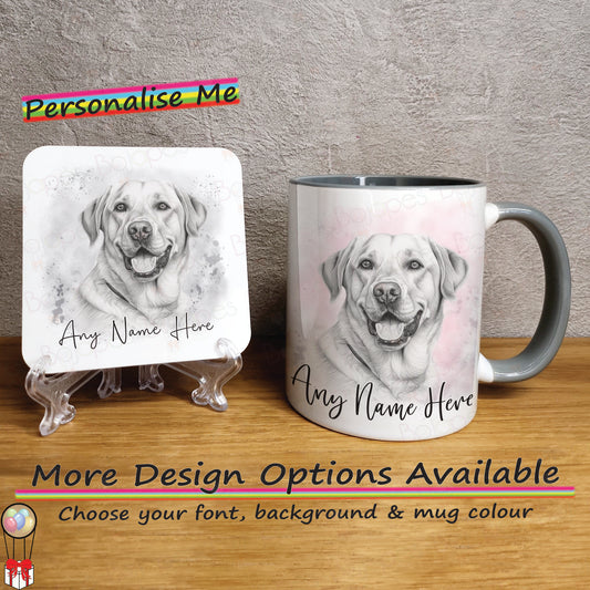 Personalised Sketched Labrador Mug & Coaster Set