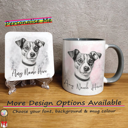 Personalised Jack Russell Mug & Coaster Set, Custom Dog Mug