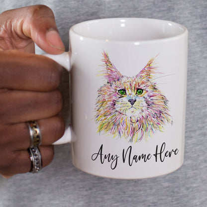 Maine Moon Cat Mug - Personalised Mug for Cat Lover