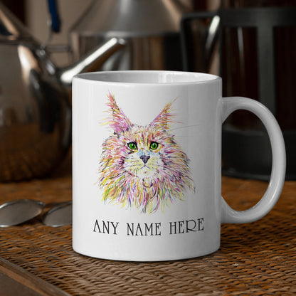 Maine Moon Cat Mug - Personalised Mug for Cat Lover