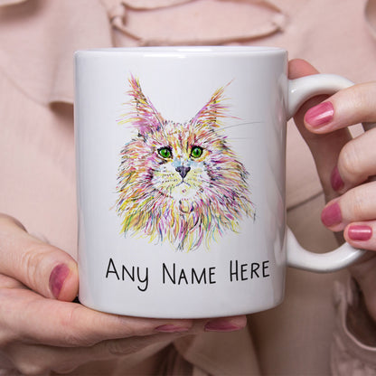 Maine Moon Cat Mug - Personalised Mug for Cat Lover