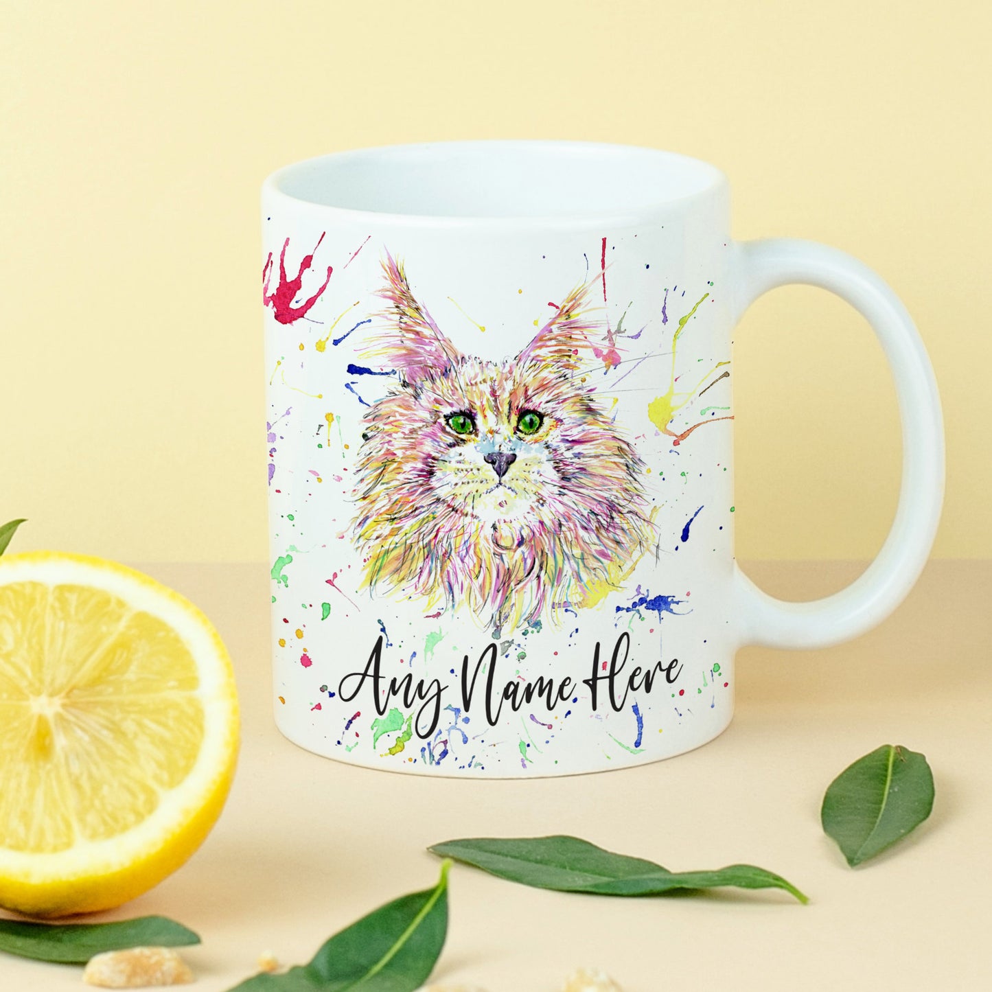 Maine Moon Cat Mug - Personalised Mug for Cat Lover