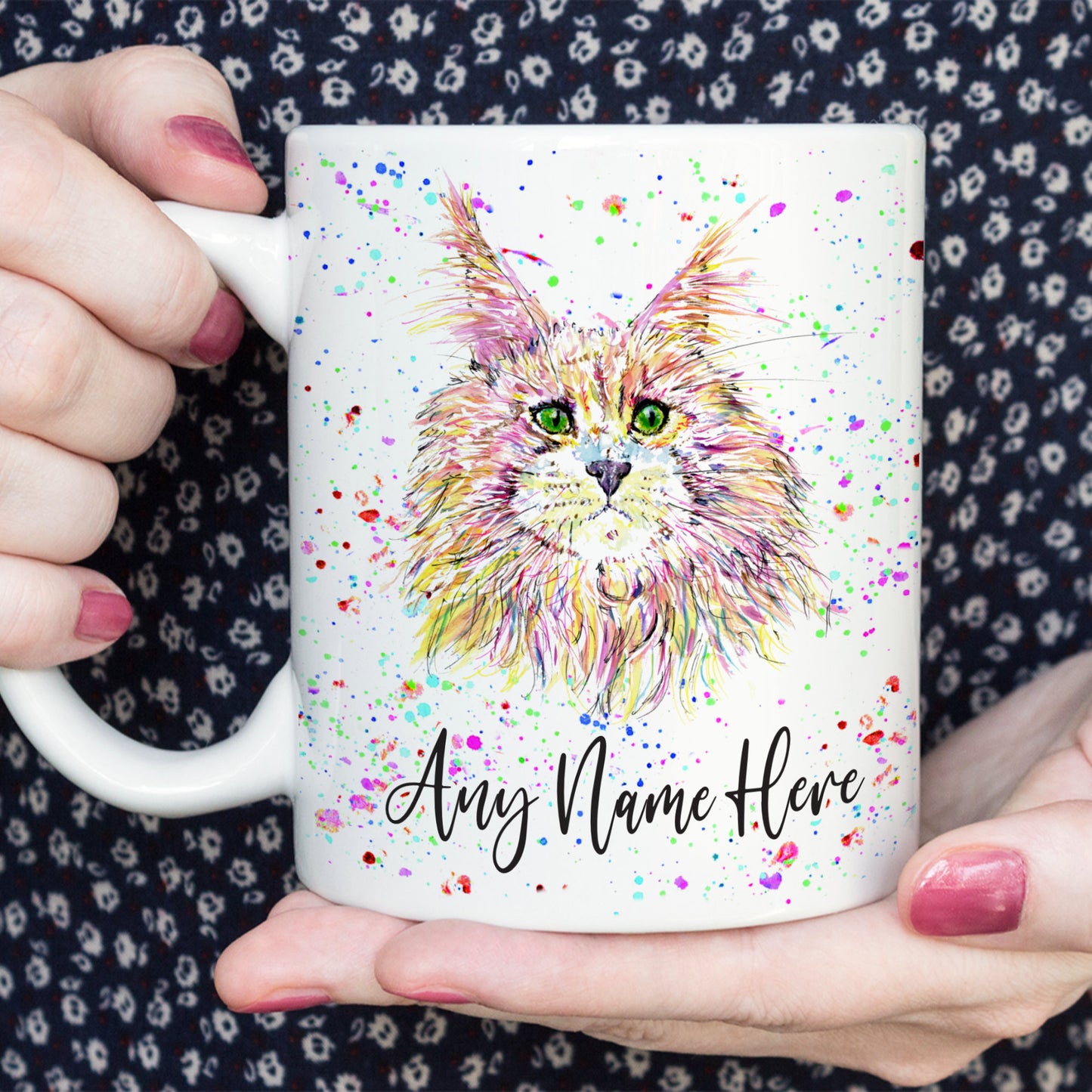 Maine Moon Cat Mug - Personalised Mug for Cat Lover