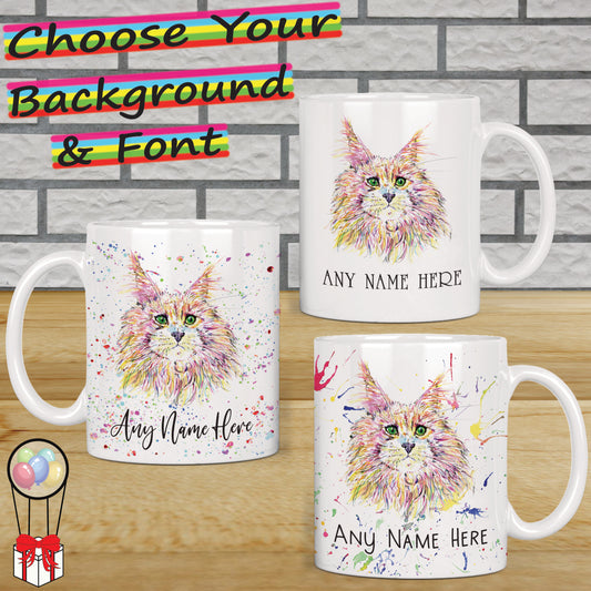 Maine Moon Cat Mug - Personalised Mug for Cat Lover