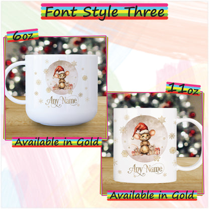 Mouse with Gifts Personalised Unbreakable Christmas Mug for Kids - Hot Chocolate Mug with Name