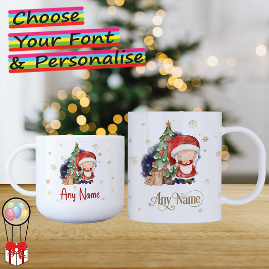 Mrs Claus Personalised Unbreakable Christmas Mug for Kids - Hot Chocolate Mug with Name