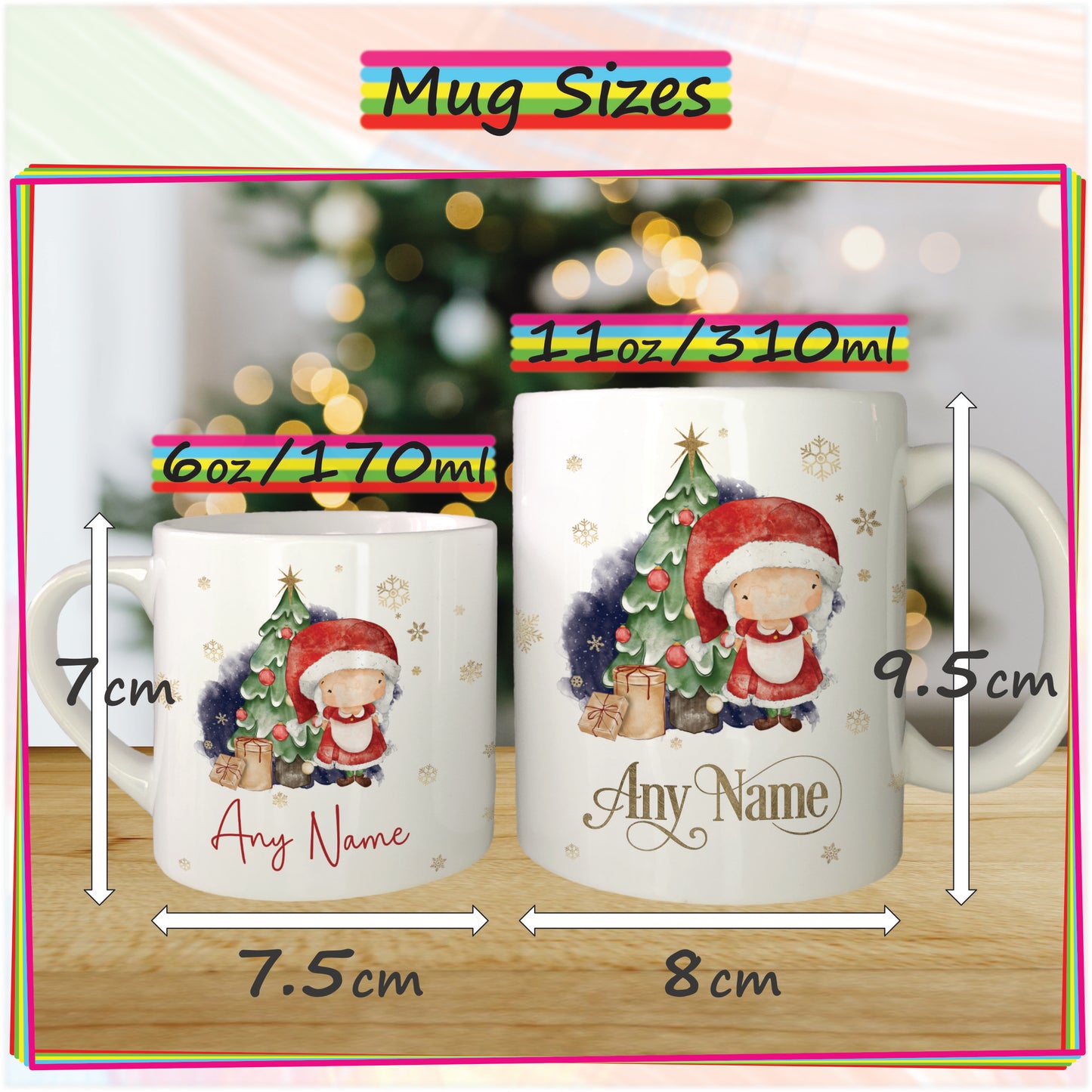 Mrs Claus Personalised Unbreakable Christmas Mug for Kids - Hot Chocolate Mug with Name