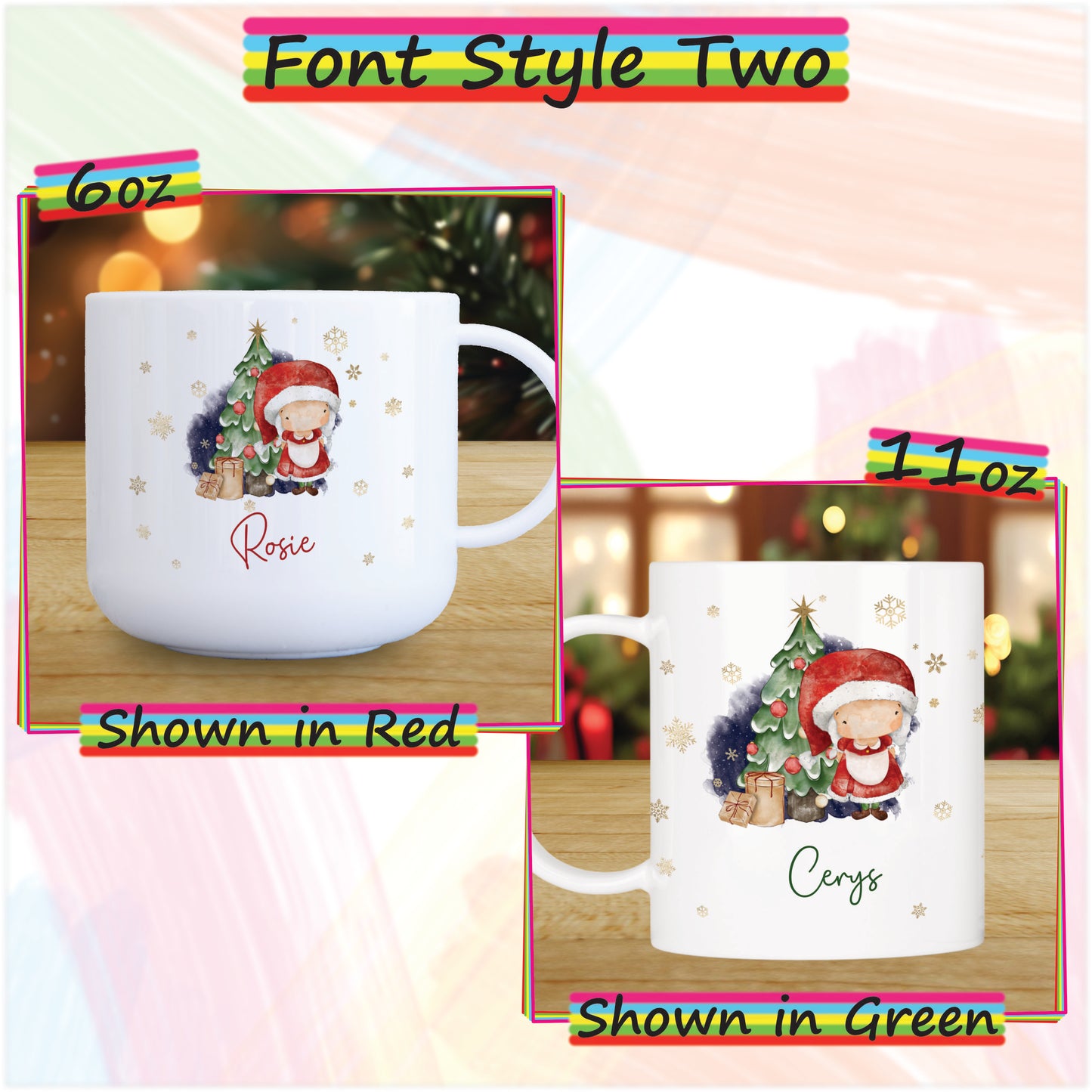 Mrs Claus Personalised Unbreakable Christmas Mug for Kids - Hot Chocolate Mug with Name