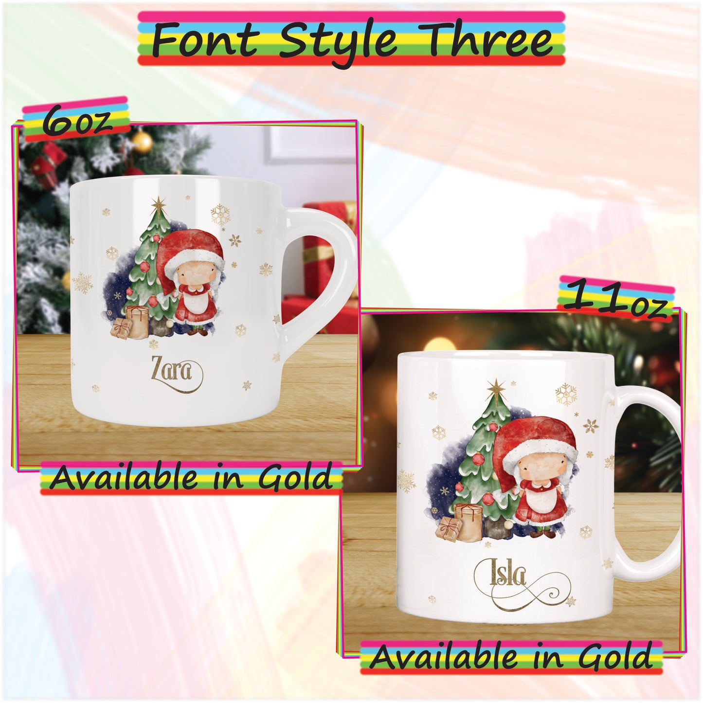 Mrs Claus Personalised Christmas Mug for Kids - Hot Chocolate Mug with Name