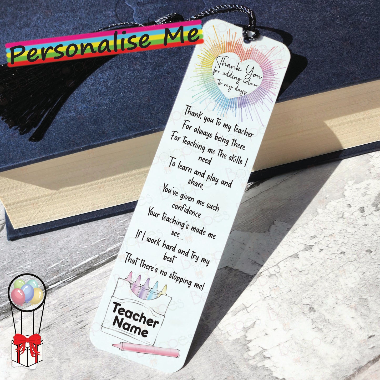 Personalised Thank You Teacher Bookmark