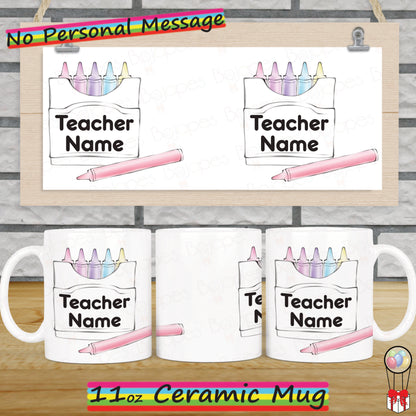 Thank You Teacher Pastel Crayon Personalised Mug