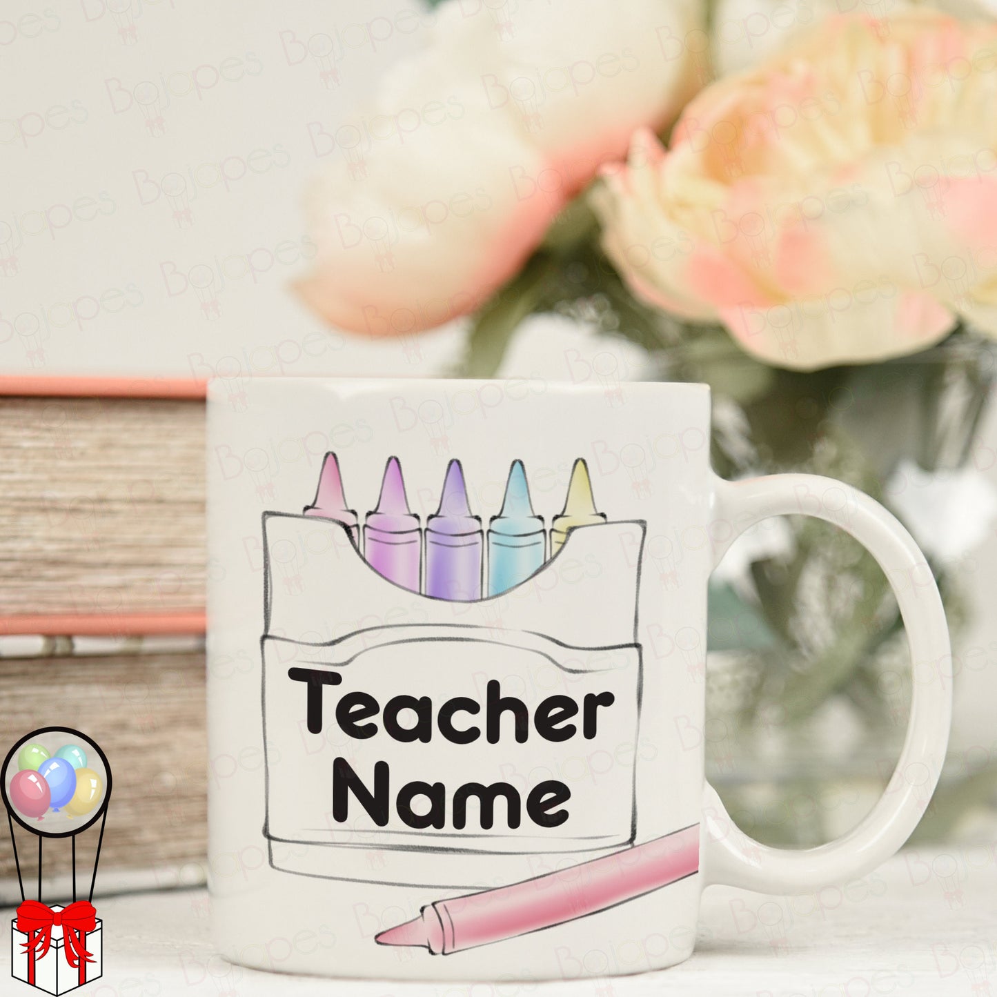 Thank You Teacher Pastel Crayon Personalised Mug