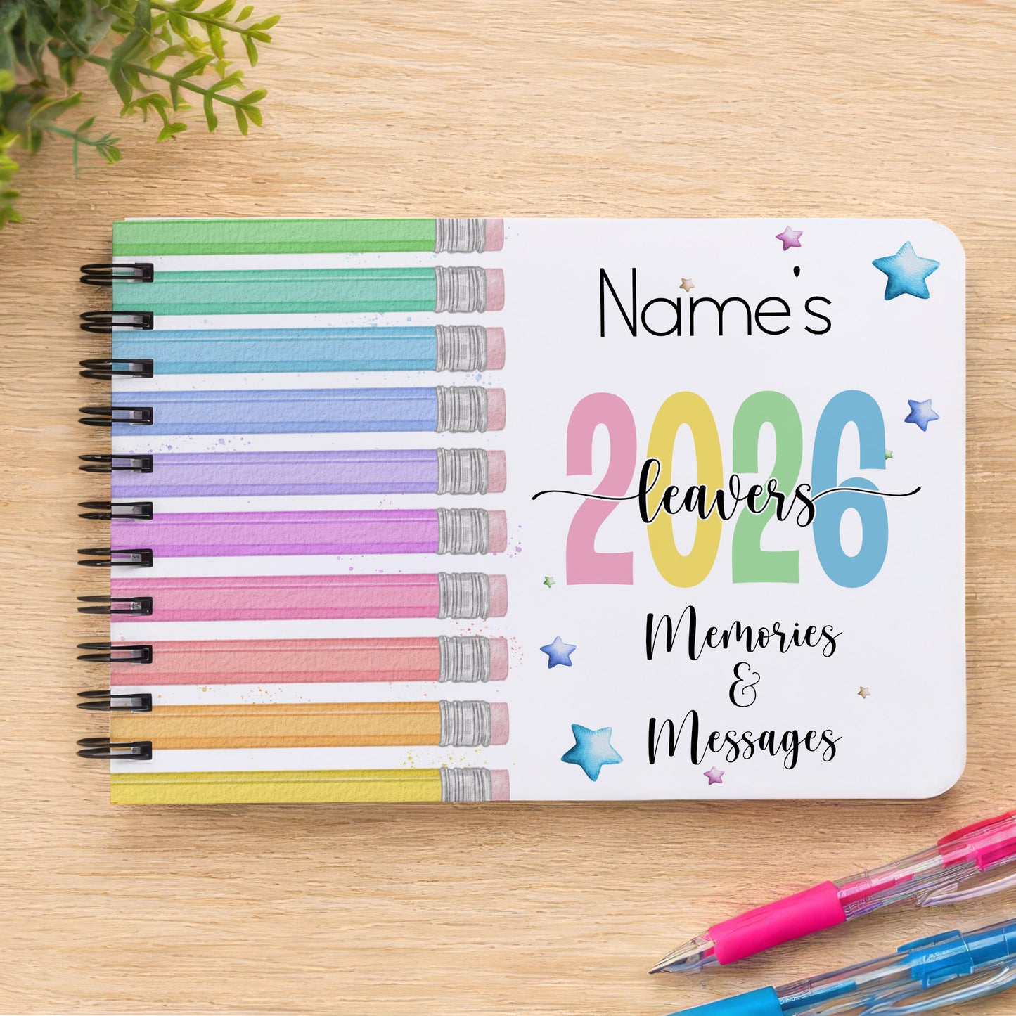 School Leaver Memories & Messages Book - Pencil Tops