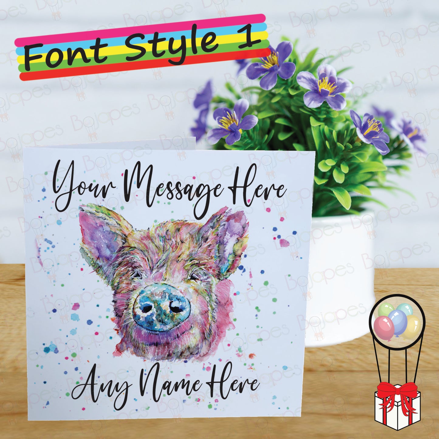 Pig Card - Personalised Greeting Card for Farm Animal Lover