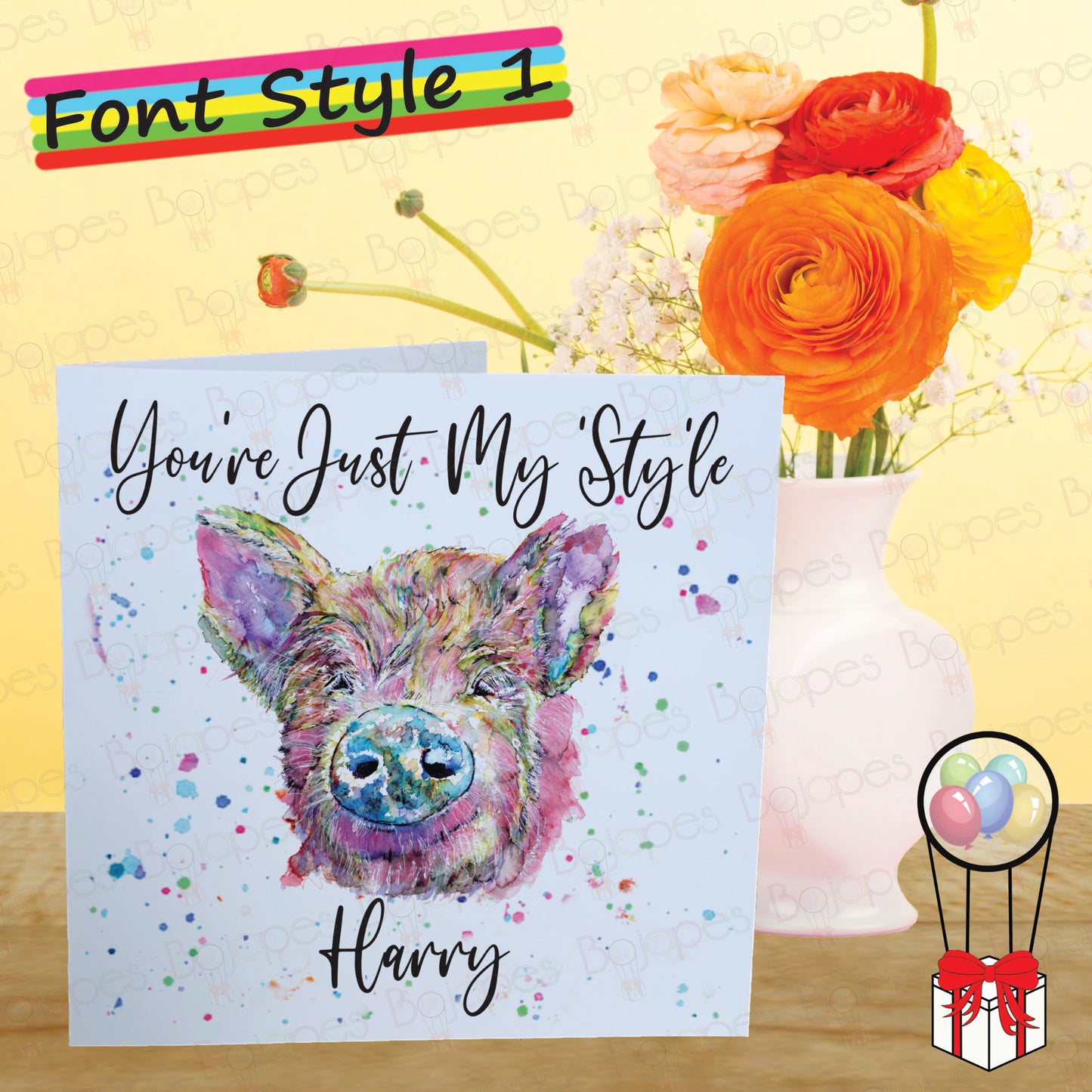 Pig Card - Personalised Greeting Card for Farm Animal Lover