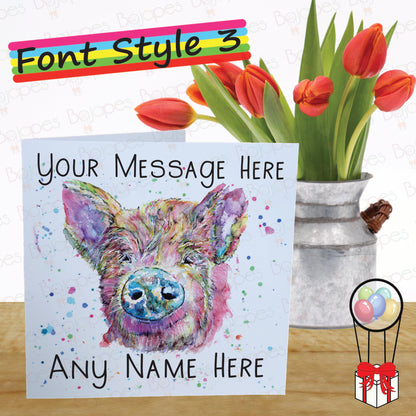 Pig Card - Personalised Greeting Card for Farm Animal Lover