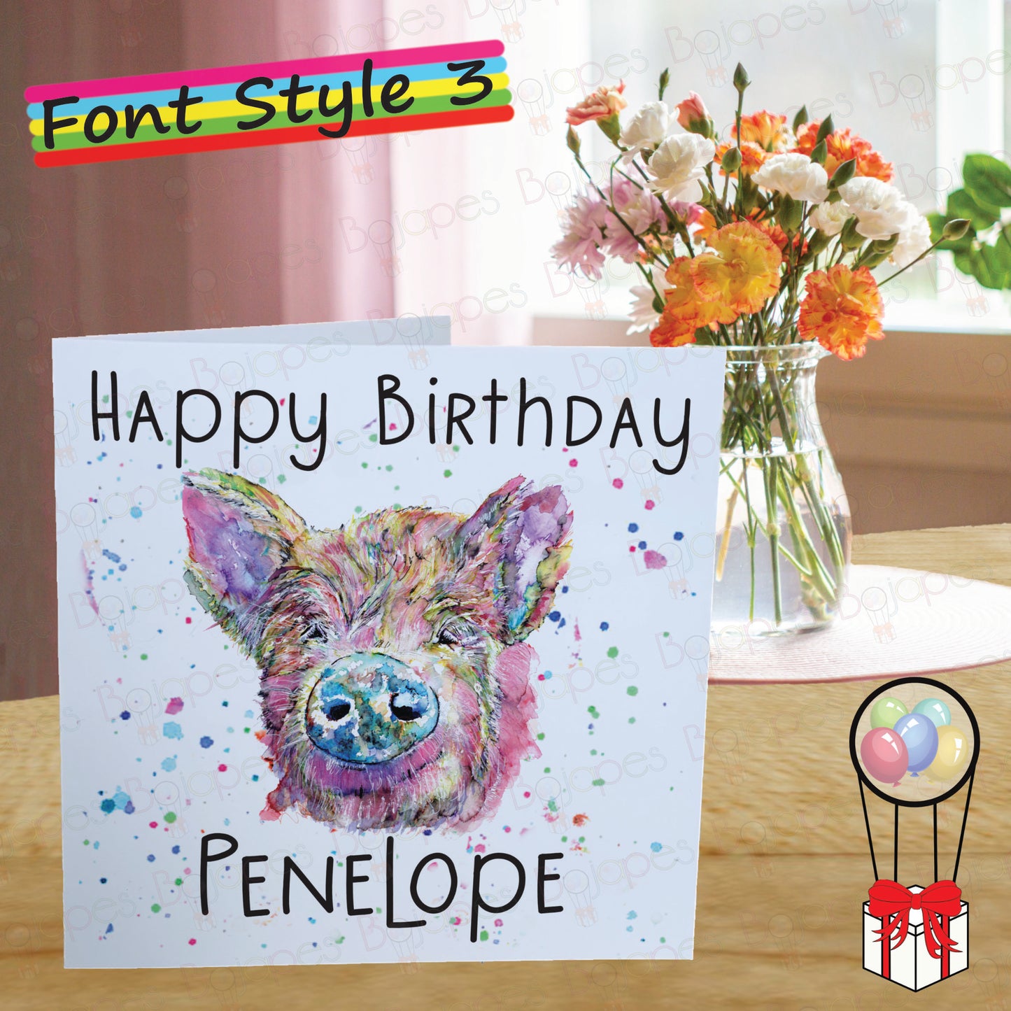 Pig Card - Personalised Greeting Card for Farm Animal Lover