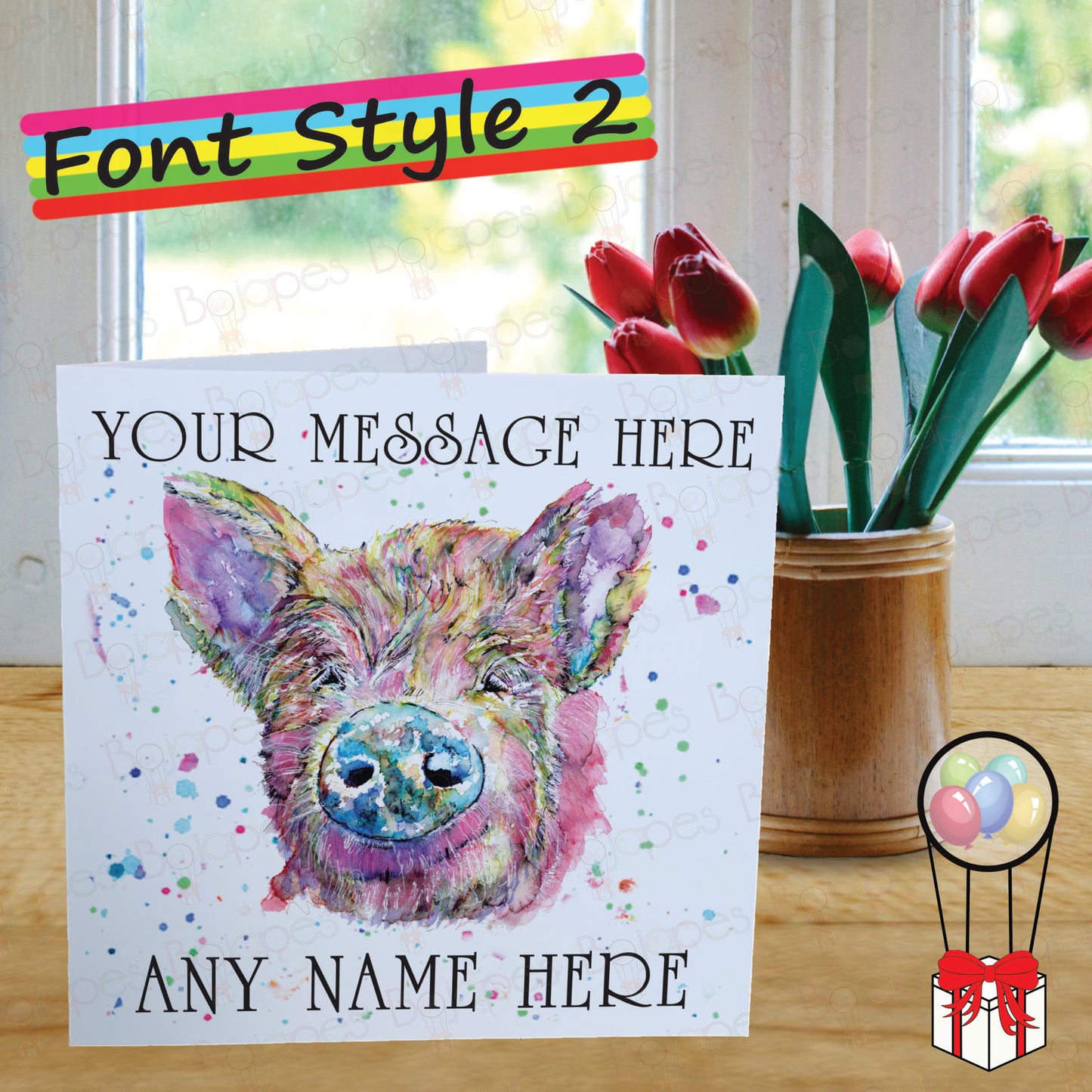 Pig Card - Personalised Greeting Card for Farm Animal Lover