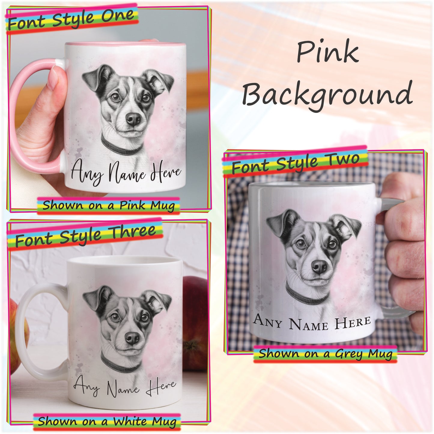 Personalised Sketched Jack Russell Terrier 11oz Ceramic Mug & Coaster Set