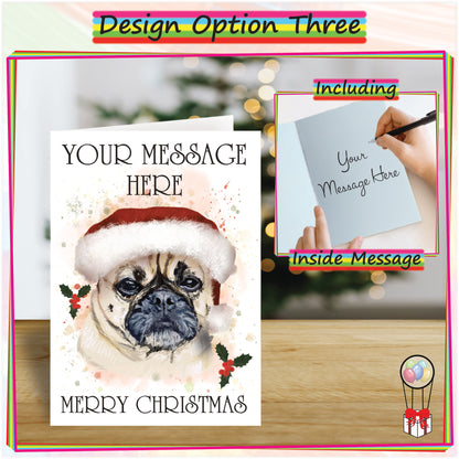 Personalised Pug Christmas Card - Seasons Greetings Card for Dog Lovers