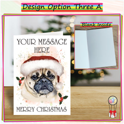 Personalised Pug Christmas Card - Seasons Greetings Card for Dog Lovers