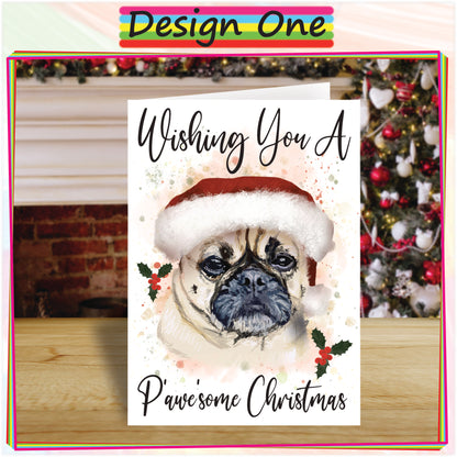 Personalised Pug Christmas Card - Seasons Greetings Card for Dog Lovers