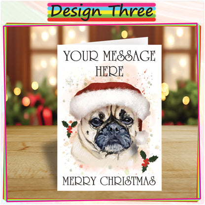 Personalised Pug Christmas Card - Seasons Greetings Card for Dog Lovers