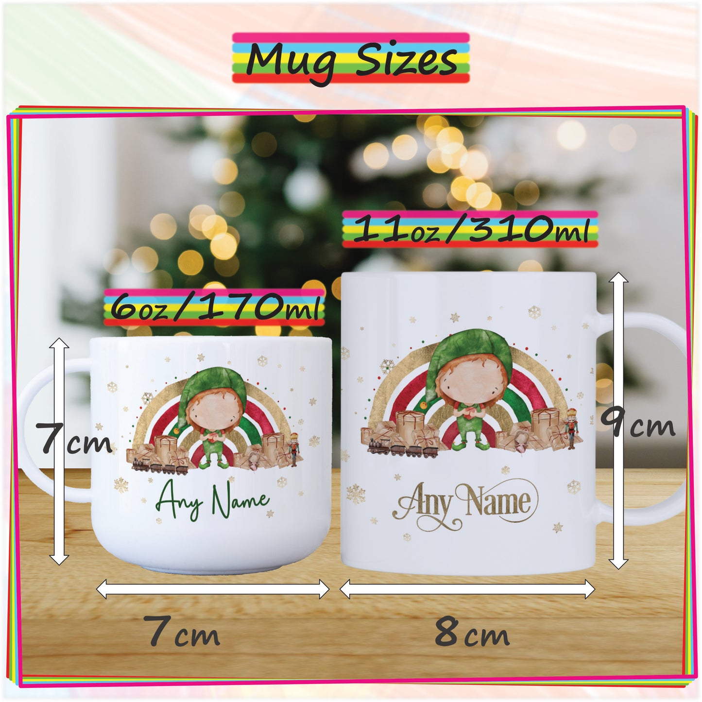 Boy Elf Personalised Unbreakable Christmas Mug for Kids - Hot Chocolate Mug with Name