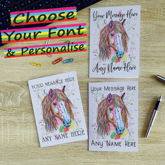 Rainbow Horse Card - Personalised Greeting Card for Pony Lover