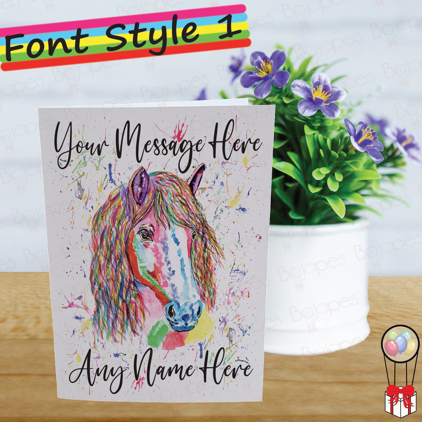 Rainbow Horse Card - Personalised Greeting Card for Pony Lover