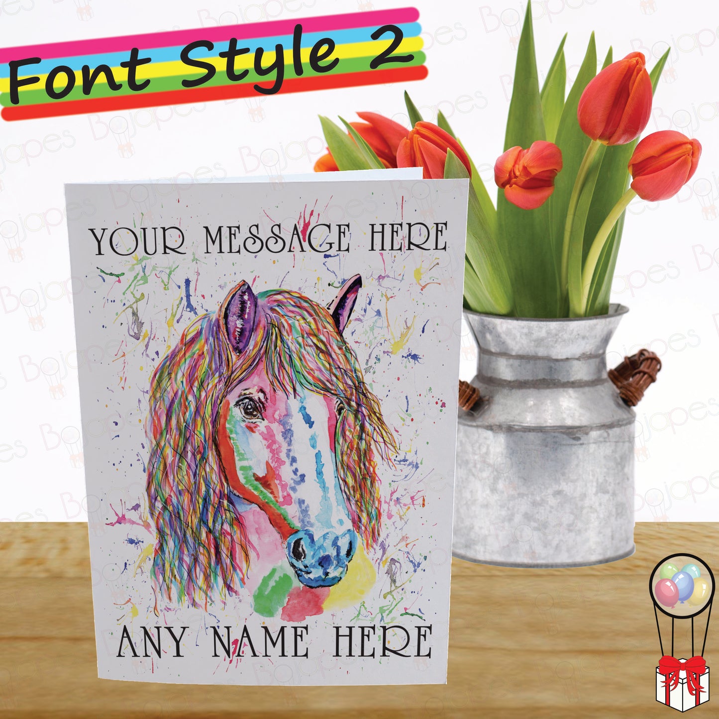 Rainbow Horse Card - Personalised Greeting Card for Pony Lover