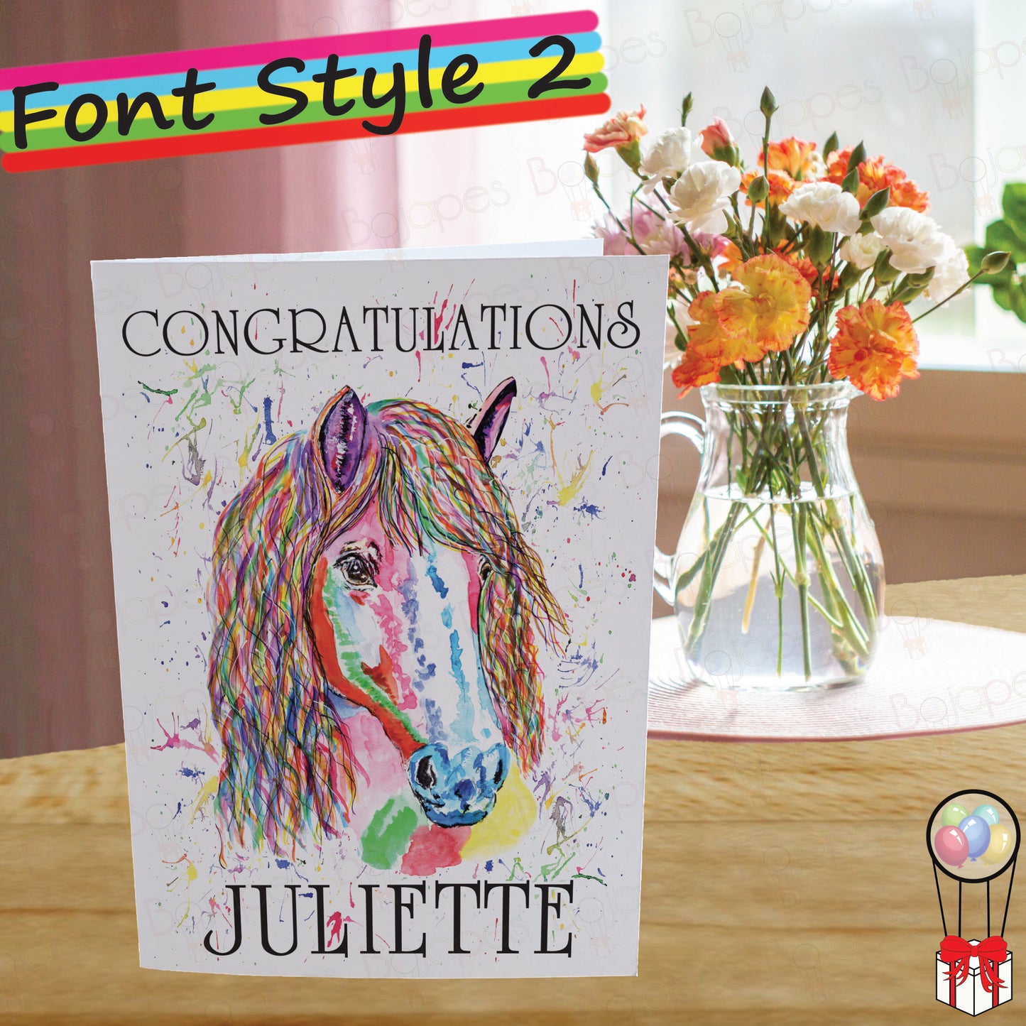 Rainbow Horse Card - Personalised Greeting Card for Pony Lover