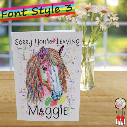 Rainbow Horse Card - Personalised Greeting Card for Pony Lover