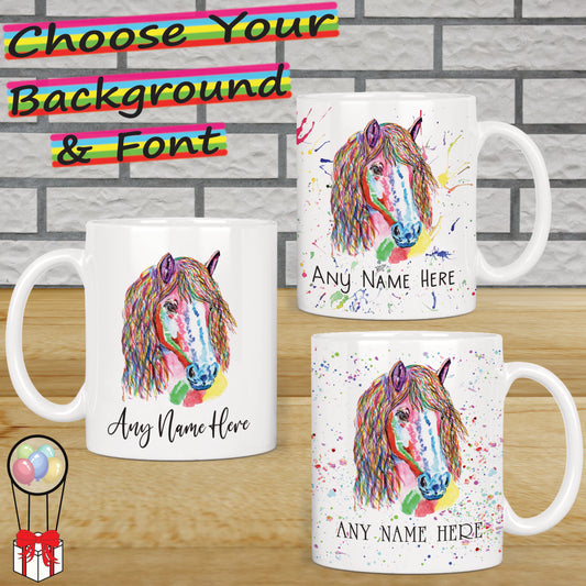 Personalised Pony Mug - Colourful Horse Mug Gift for Pony Lover