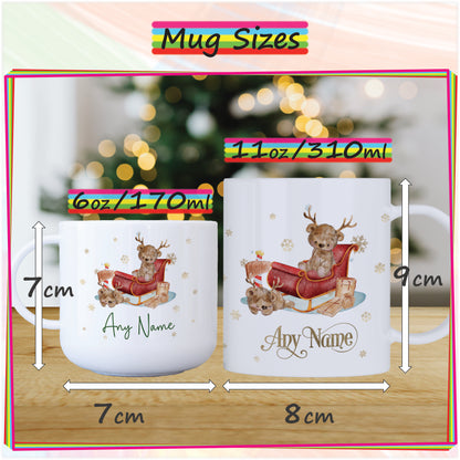 Reindeer Bear Unbreakable Christmas Mug for Kids - Hot Chocolate Mug with Name