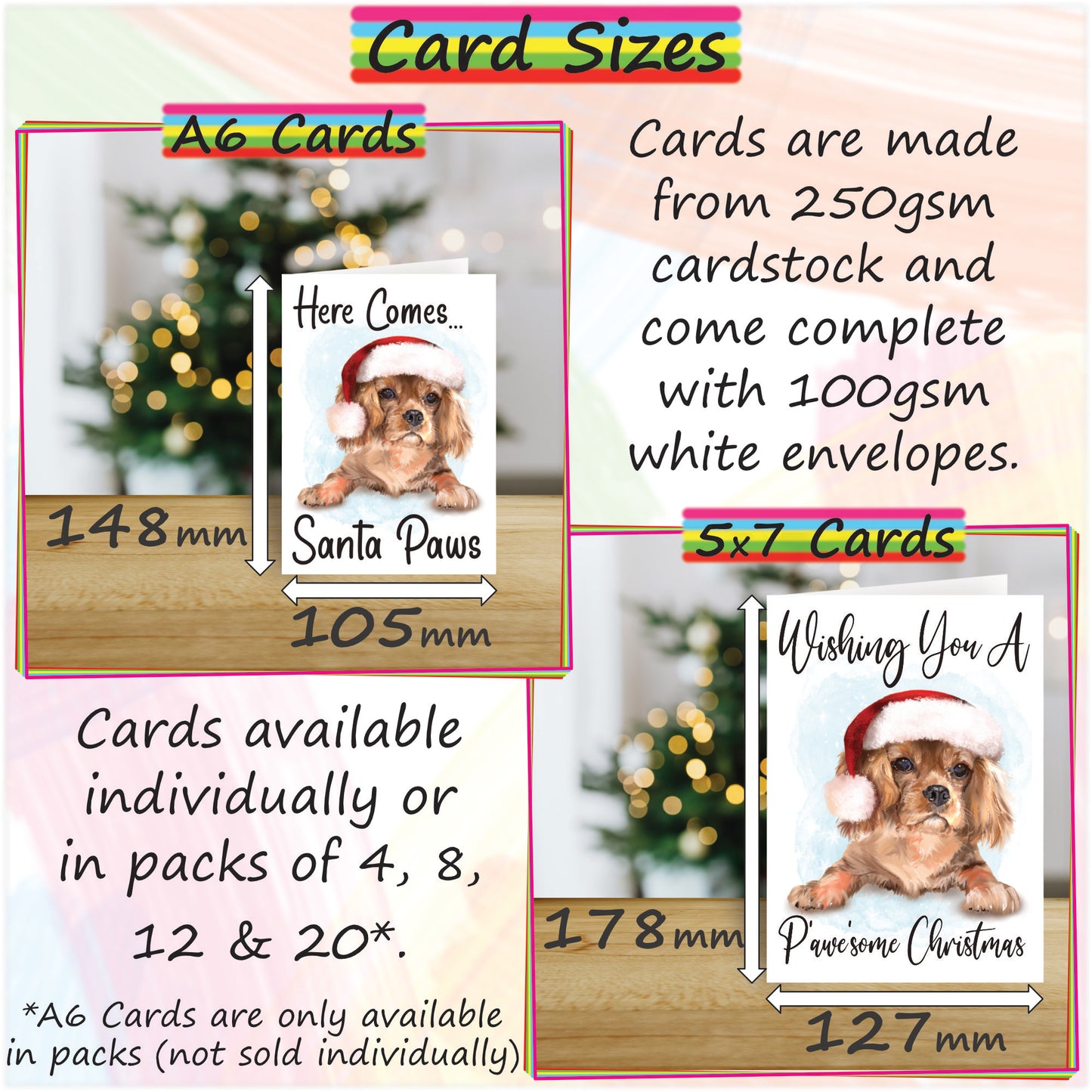 Personalised Ruby Cavalier Christmas Card - Seasons Greetings Card for Dog Lovers