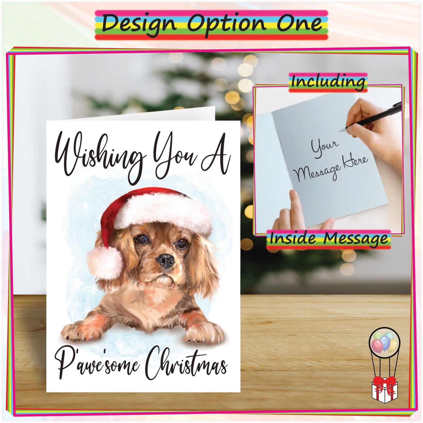 Personalised Ruby Cavalier Christmas Card - Seasons Greetings Card for Dog Lovers